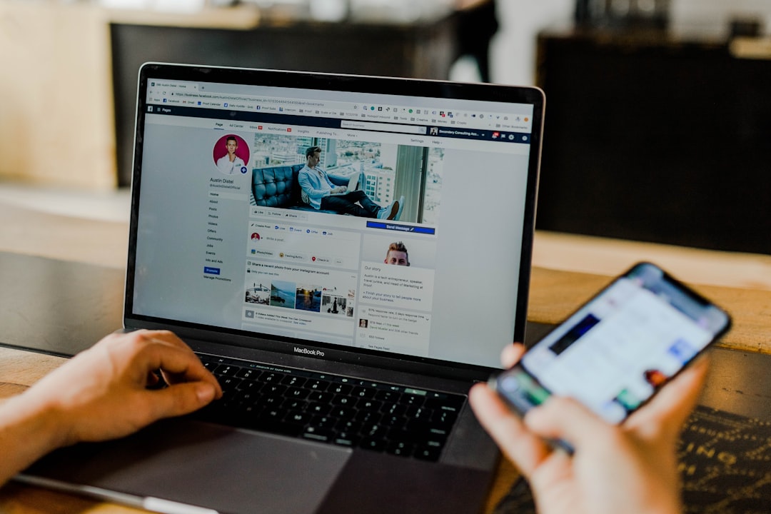 contact-img Facebook page of an entrepreneurs social media on desktop and mobile.